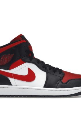 Air Jordan 1 Mid White Black Red 2022 (554724-079)