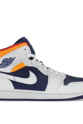 Jordan 1 Mid Royal Blue Laser Orange Sneakers (554724-131)