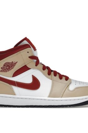Air Jordan 1 Mid Light Curry Cardinal 554724-201