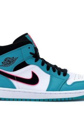 Air Jordan 1 Mid South Beach Turbo Green Black Hyper Pink Orange Peel 852542-306