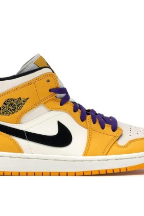 Jordan 1 Mid SE Lakers University Gold Black Pale Ivory Court Purple Sail