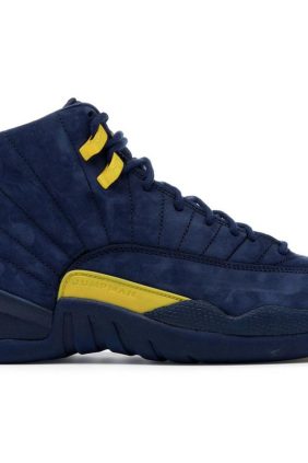 Jordan 12 Retro Michigan BQ3180-407 College Navy Amarillo Men’s Sneakers