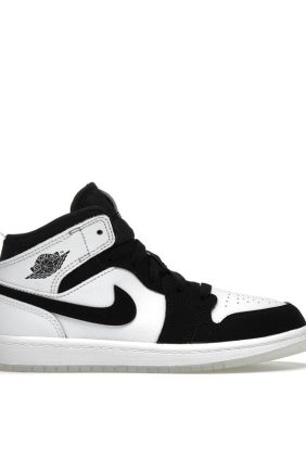 Jordan 1 Mid SE Diamond (PS) Preschool Sneakers – White/Multicolor/Black – DN4323-100