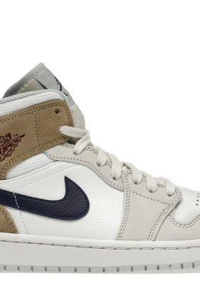 Air Jordan 1 Mid Tan Suede DO6726-100  White/Team Red/Khaki/Blue Void