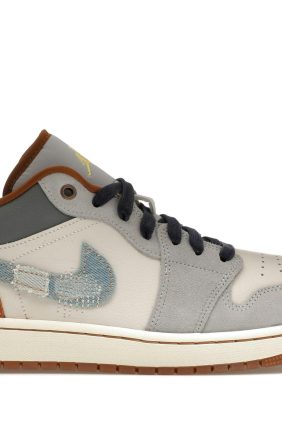 Jordan 1 Low SE Phantom Denim Swoosh – Leather Sneakers – FZ5042-041