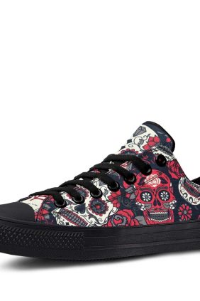 Mexican Skull Pink Pattern Lowtop Sneakers