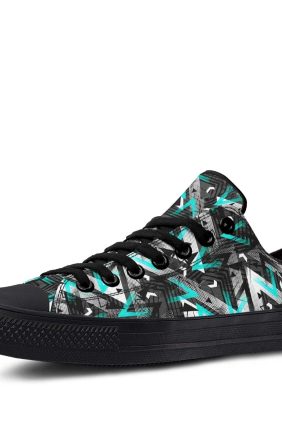 Low Polygon Cyan Pattern Lowtop Sneakers