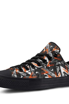 Low Polygon Orange Pattern Lowtop Sneakers