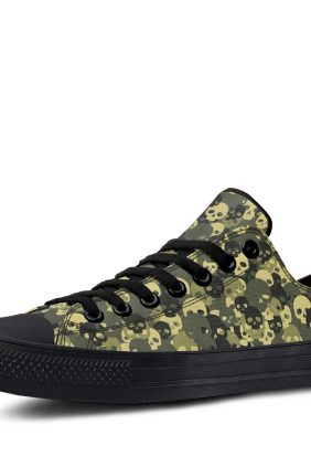 Military Skull Pattern Lowtop Sneakers