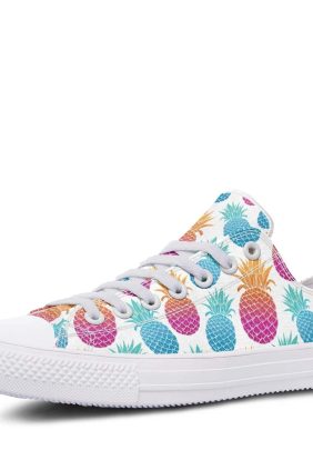 Colorful Pineapple Pattern White Lowtop Sneakers