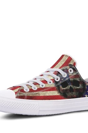 American Flag and Skull Lowtop Sneakers